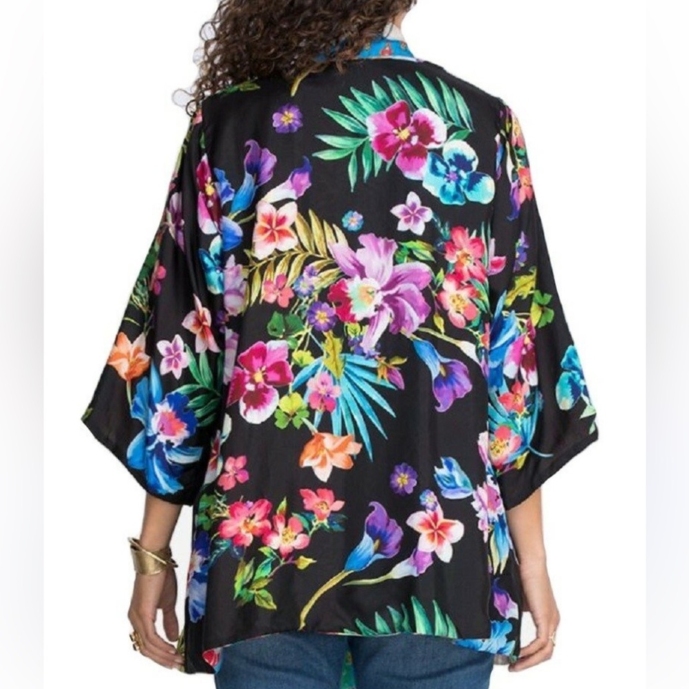 Johnny Was Friendship Anastasia Colorful Floral reversible Kimono Jacket M - Picture 13 of 13